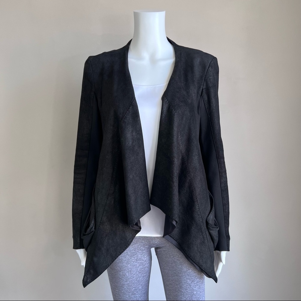 Donna Karan New York Draped Stretch Leather Jacket - 6